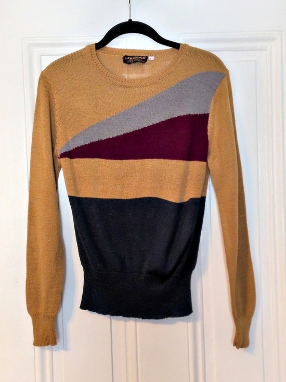 Vintage Celebration Color Block Crewneck Sweater Modern Size Medium Acrylic 70s